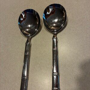 Set of 2 Lenox Kate Spade Stainless Bamboo Large 9" Serving spoons